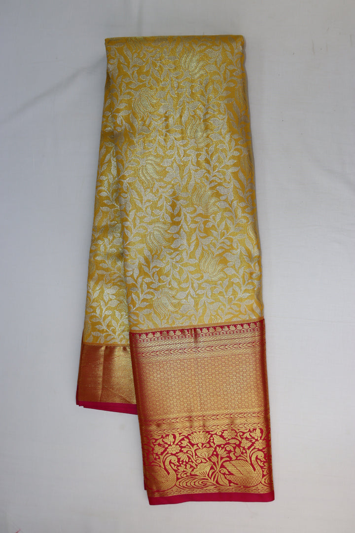 Captivating Yellow Tissue Kanjipuram Saree