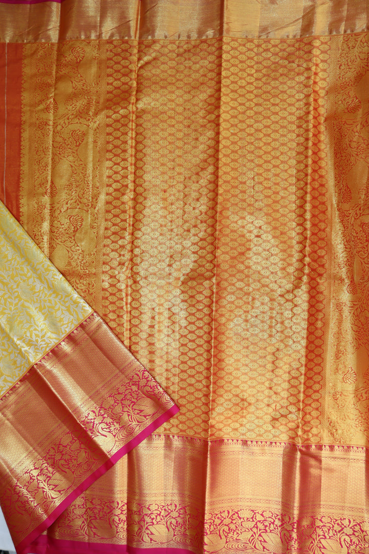 Captivating Yellow Tissue Kanjipuram Saree