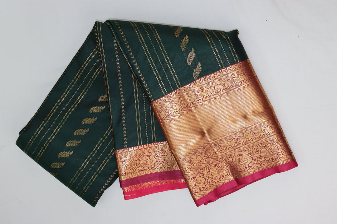 Divine Dark Green Kanjipuram Saree