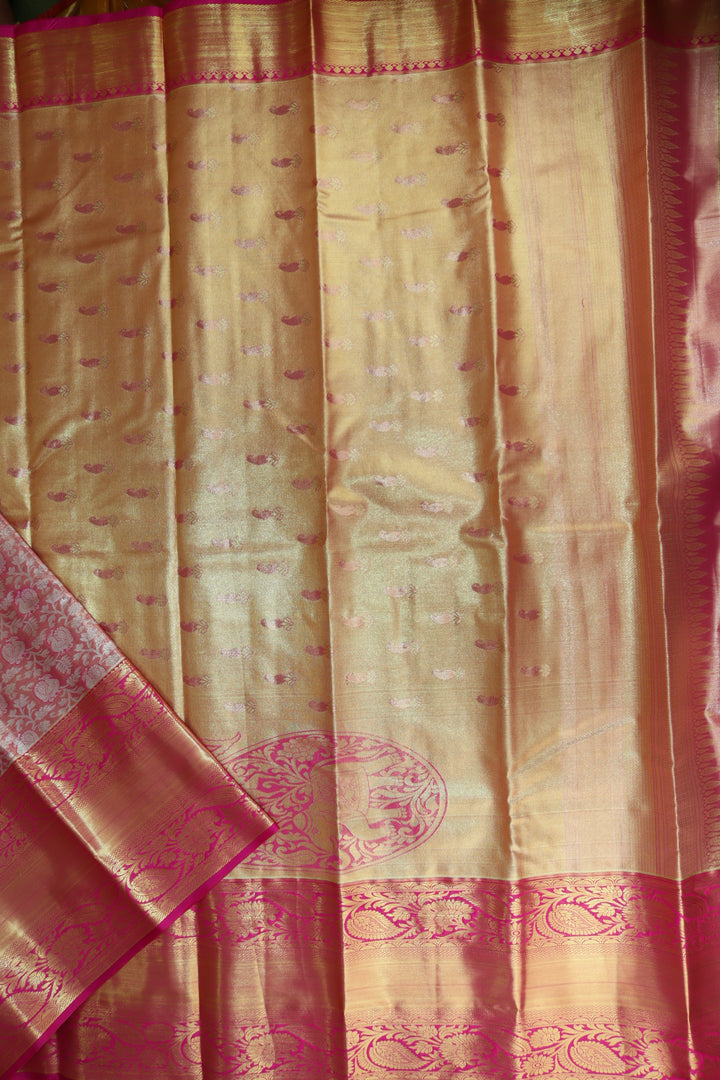 Graceful Peach Tissue Kanjipuram Saree