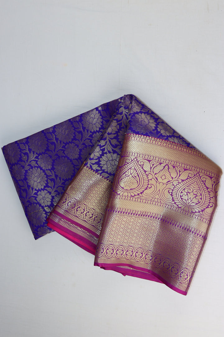 Traditional Dark Blue Kanjipuram Saree