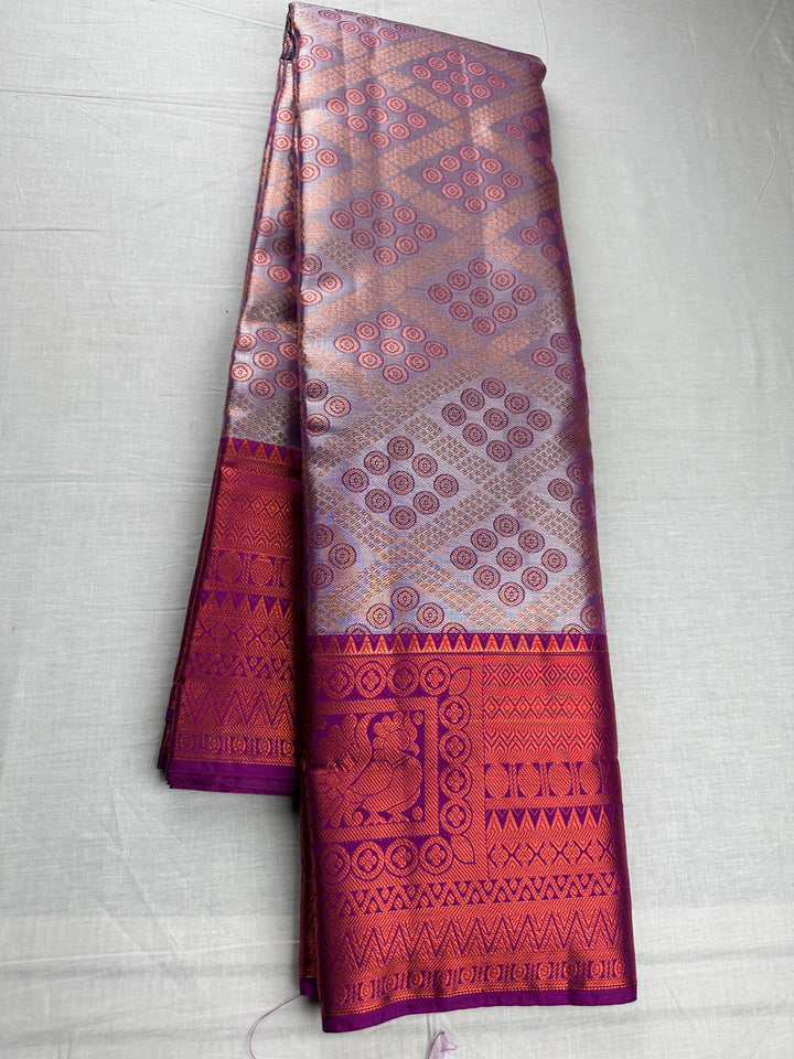 Rich Plum Violet Kanjipuram Silk Saree