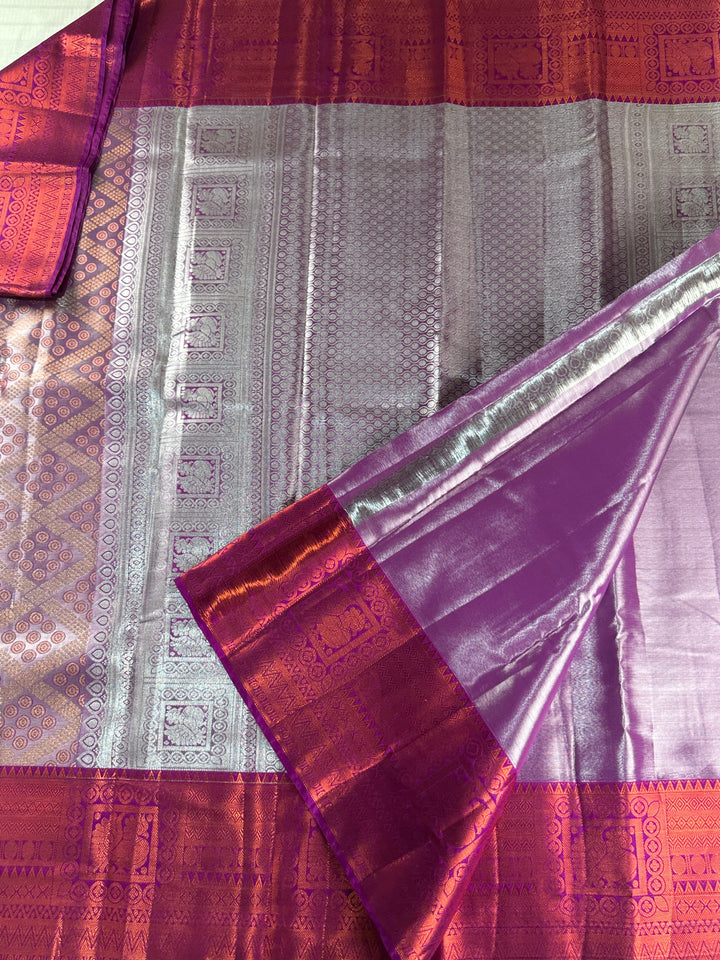 Rich Plum Violet Kanjipuram Silk Saree