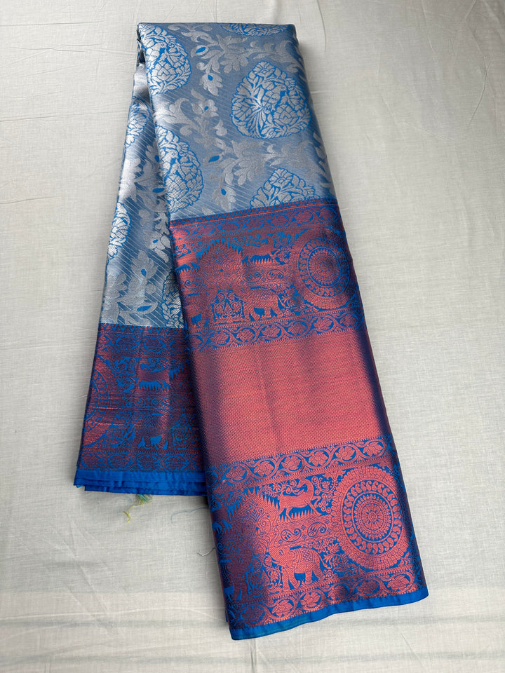 Amazing Blue Kanjipuram Silk Saree