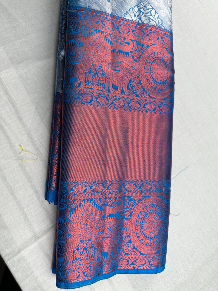 Amazing Blue Kanjipuram Silk Saree