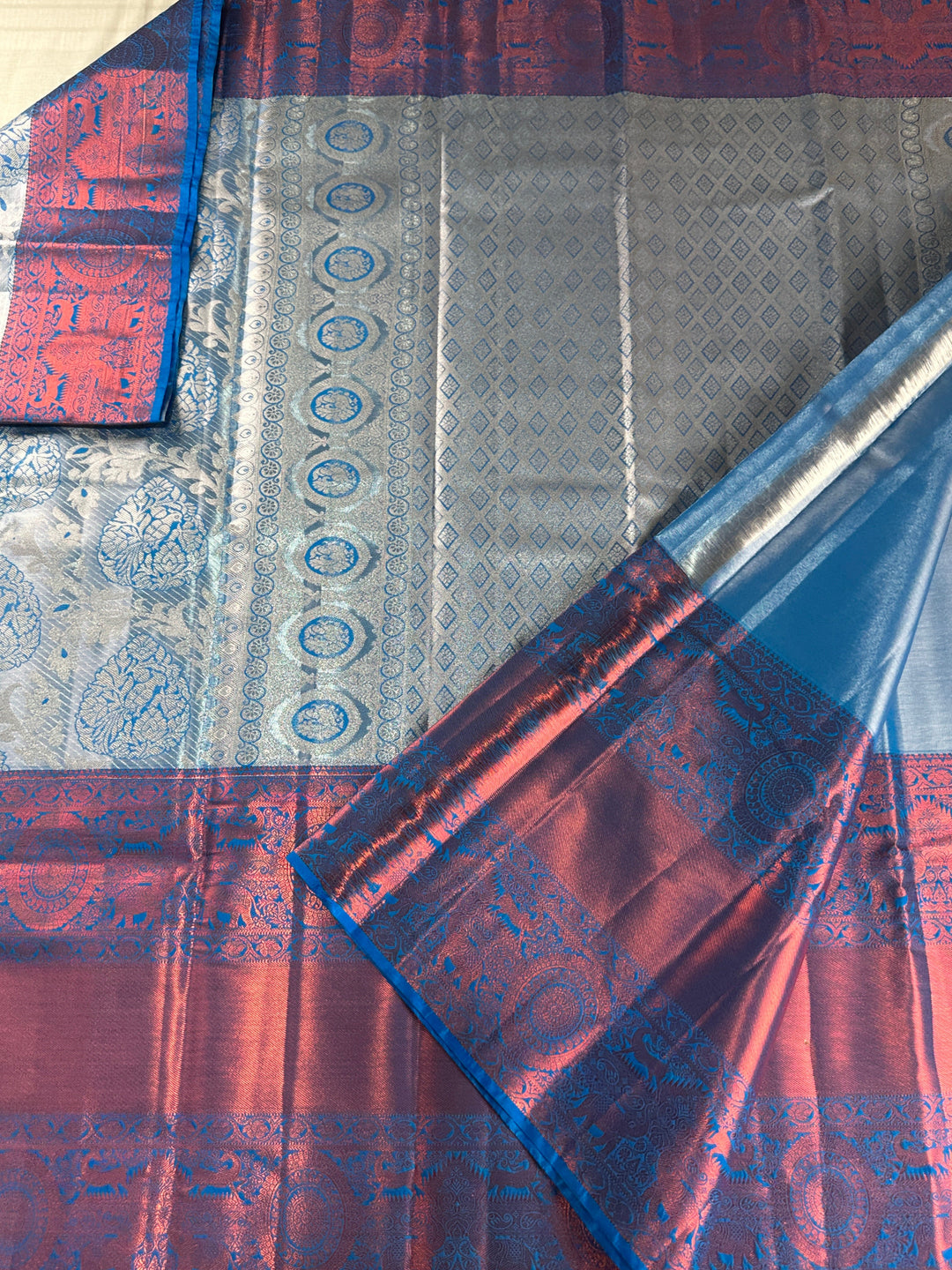 Amazing Blue Kanjipuram Silk Saree