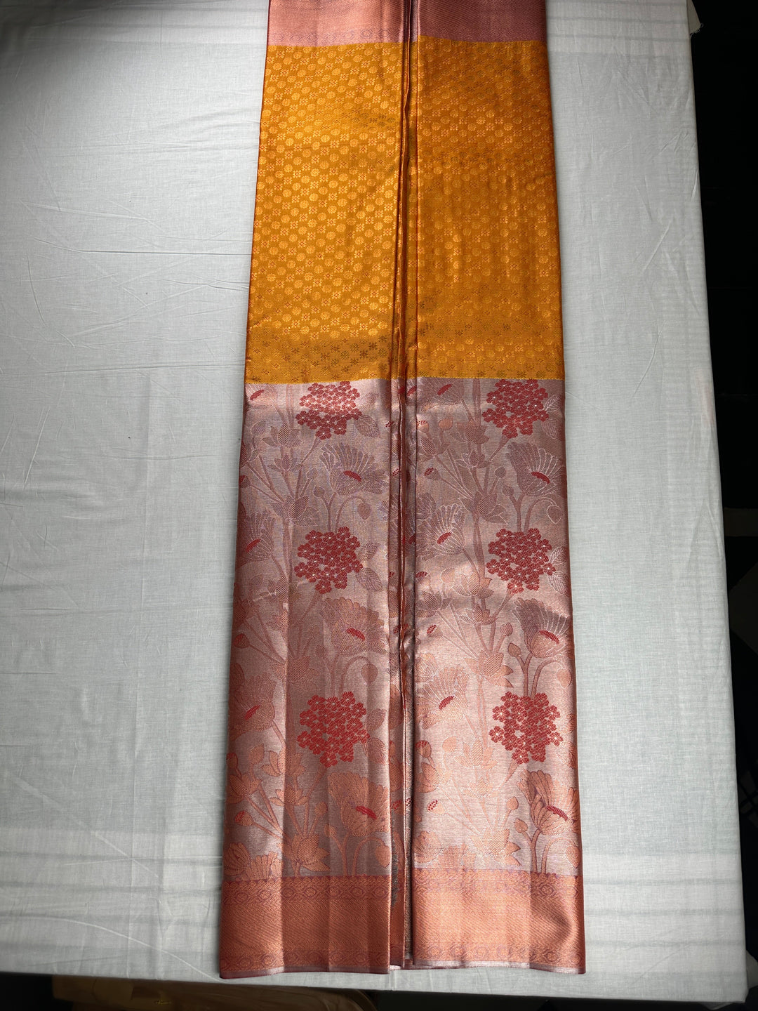 Classy Apricot Orange Kanjipuram Silk Saree