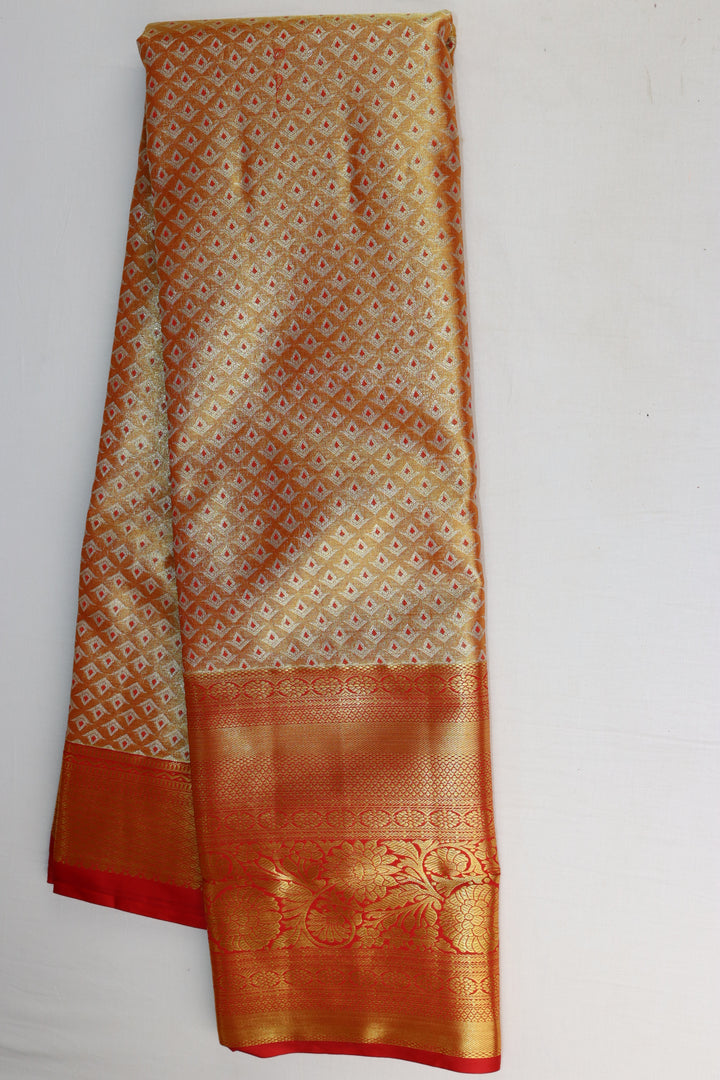 Elegant Orange Tissue Kanjipuram Saree