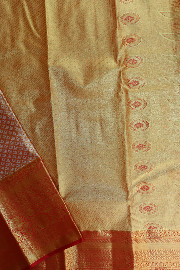 Elegant Orange Tissue Kanjipuram Saree