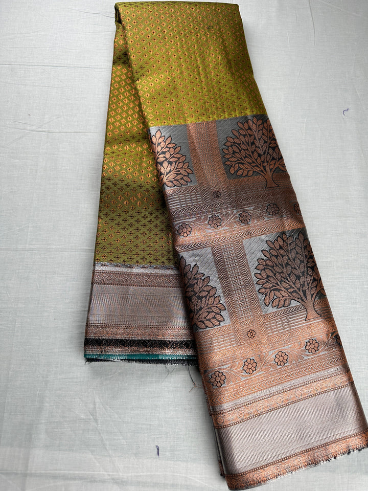 Classy Olive Green Kanjipuram Silk Saree