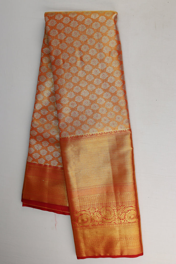 Classic Orange Tissue Kanjipuram Saree