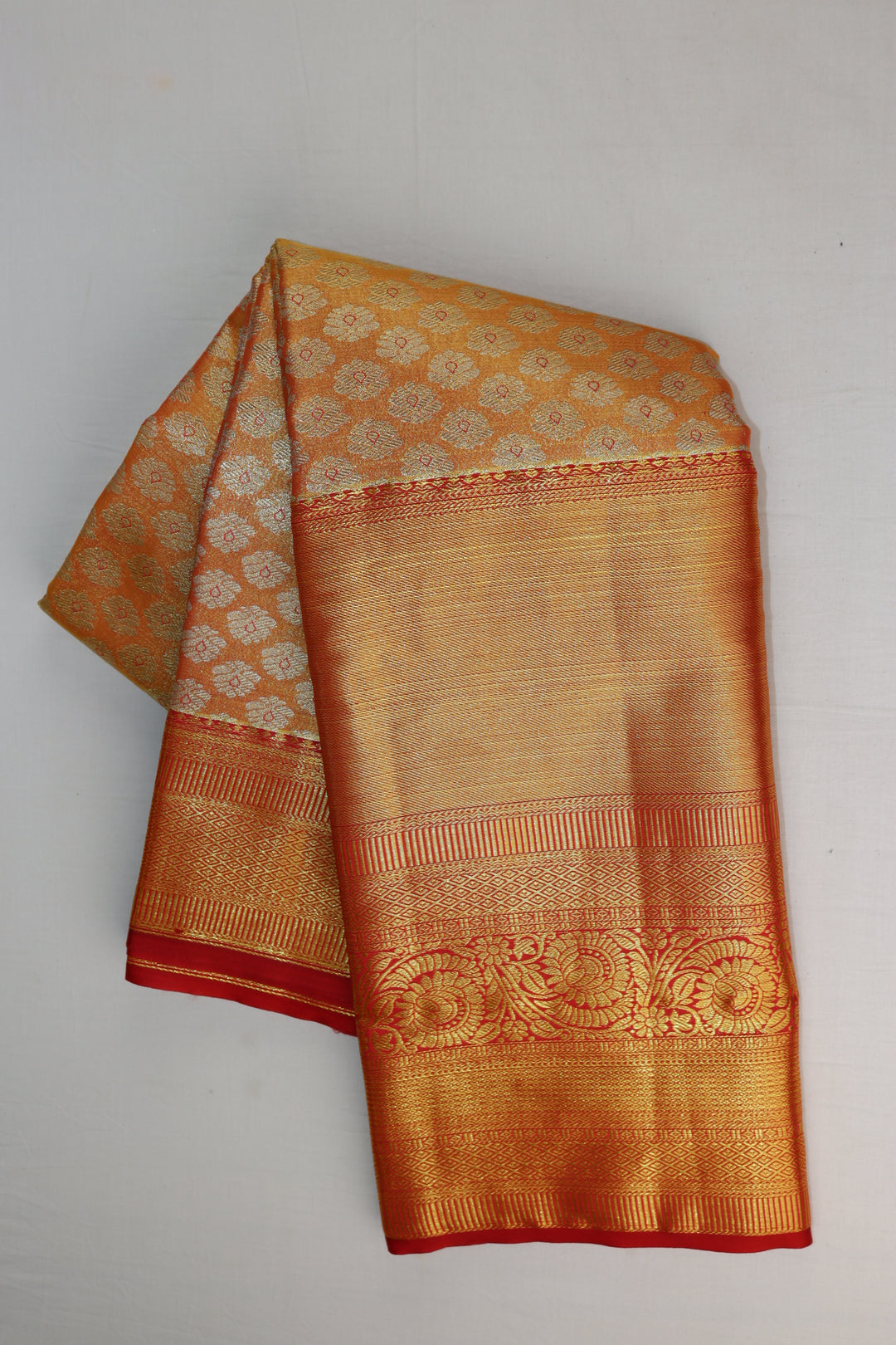 Classic Orange Tissue Kanjipuram Saree