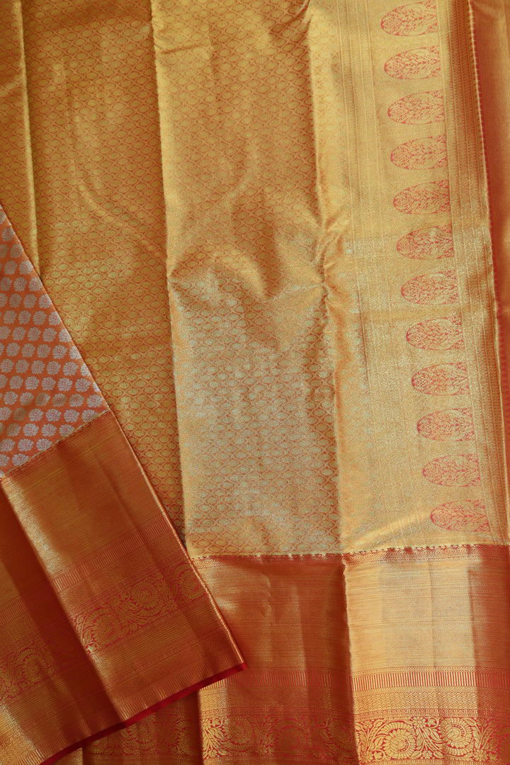 Classic Orange Tissue Kanjipuram Saree