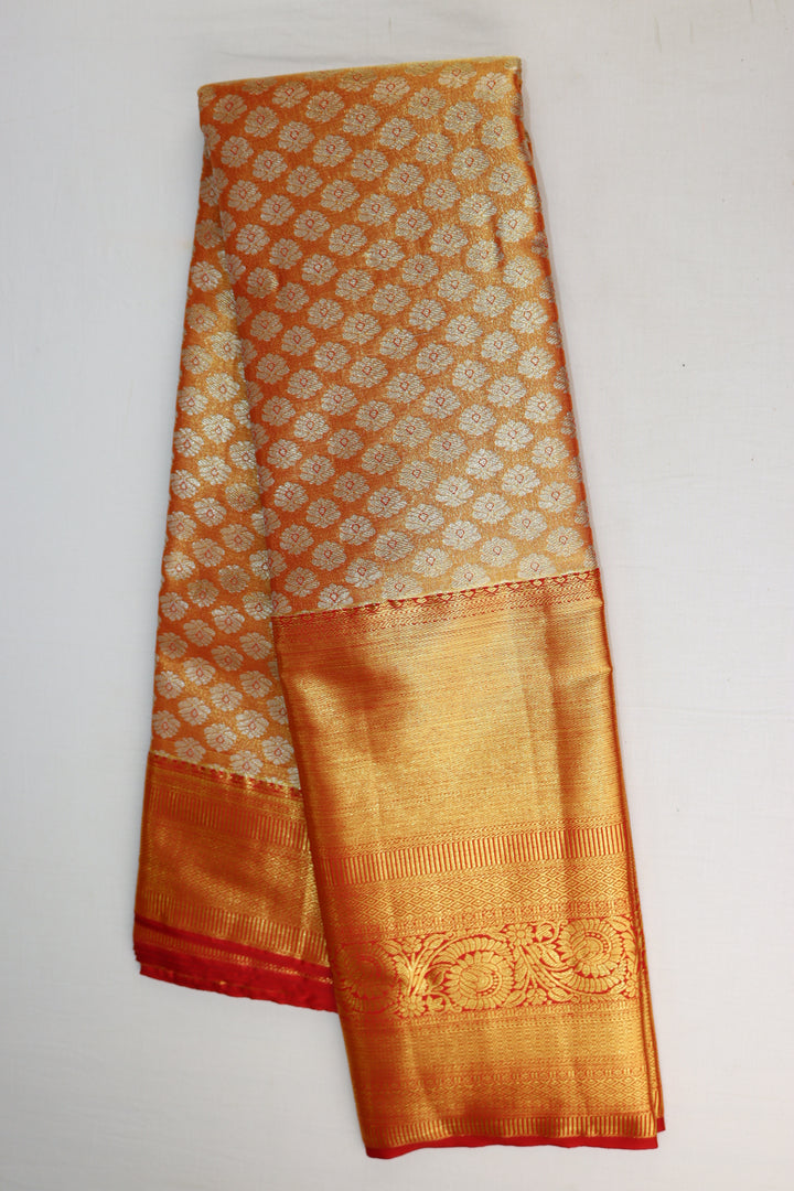 Regal Orange Tissue Kanjipuram Saree