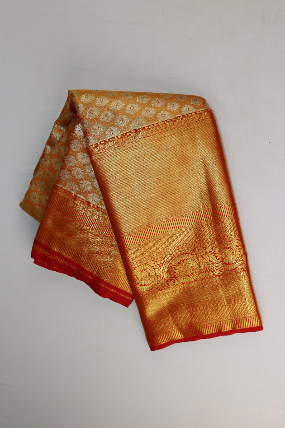 Regal Orange Tissue Kanjipuram Saree