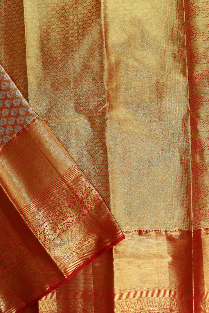 Regal Orange Tissue Kanjipuram Saree