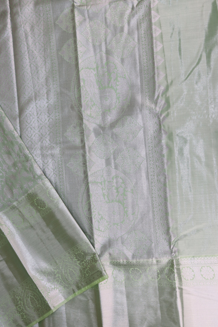 Luxurious Pista Green Tissue Kanjipuram Saree