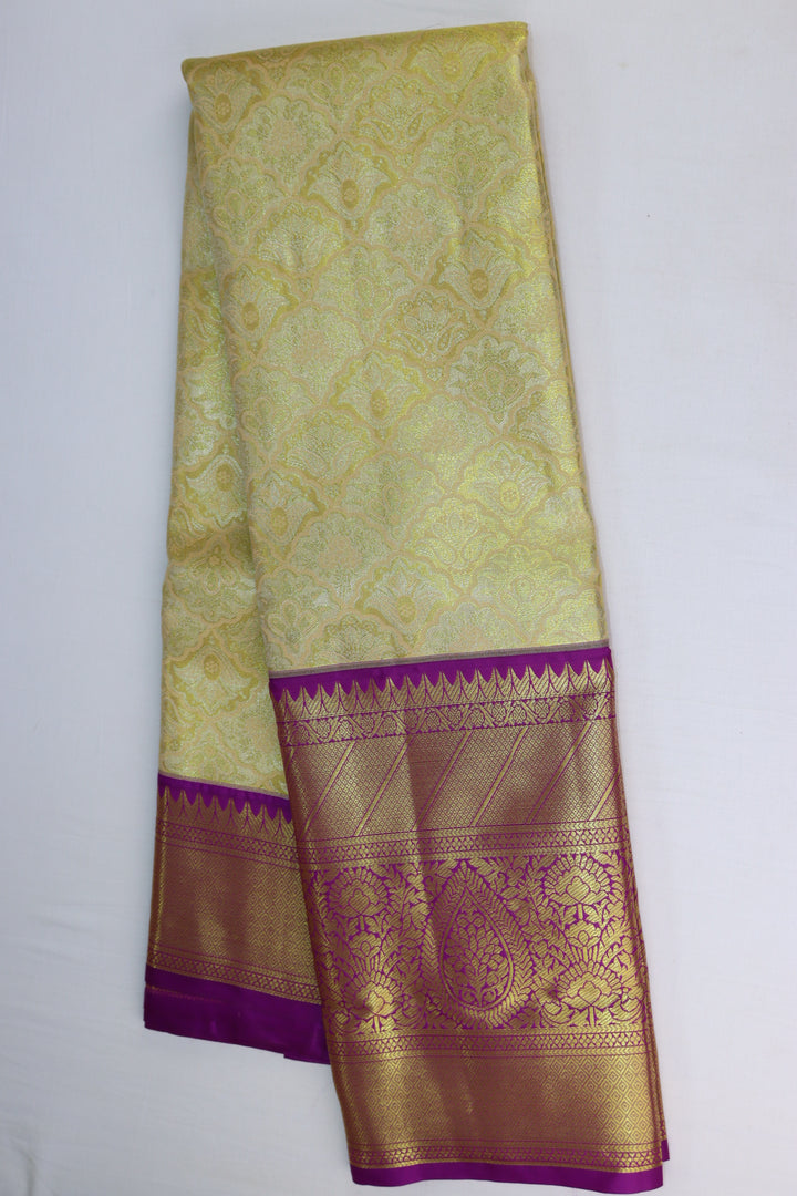 Luxurious Yellow Tissue Kanjipuram Saree