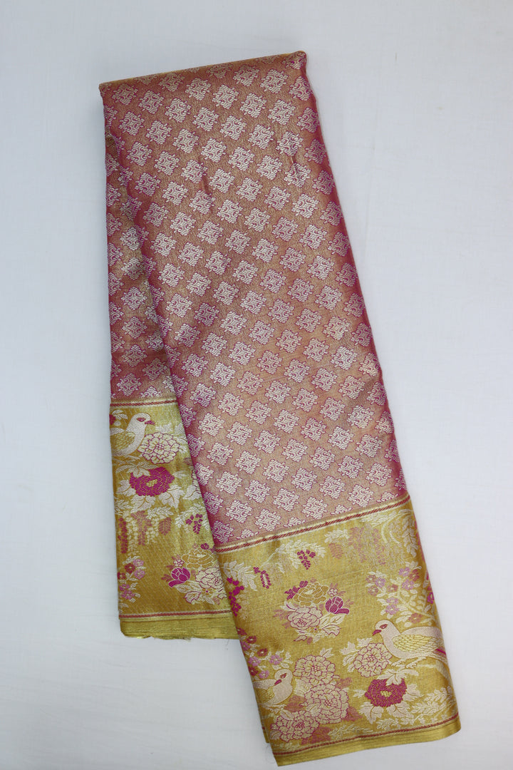 Trendy Coral Pink Kanjipuram Saree