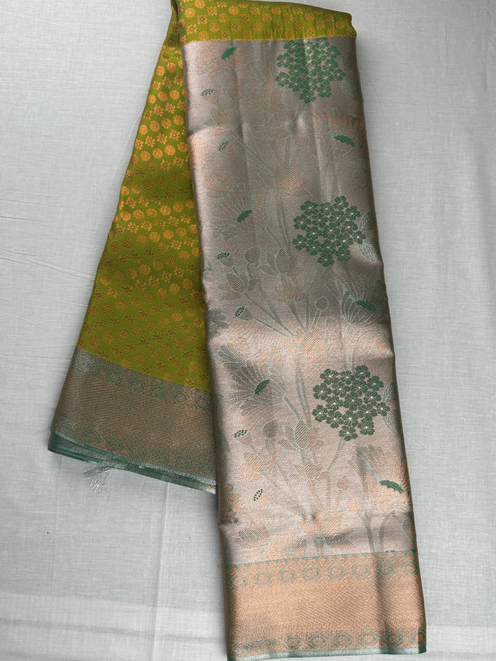 Rich Olive Green Kanjipuram Silk Saree