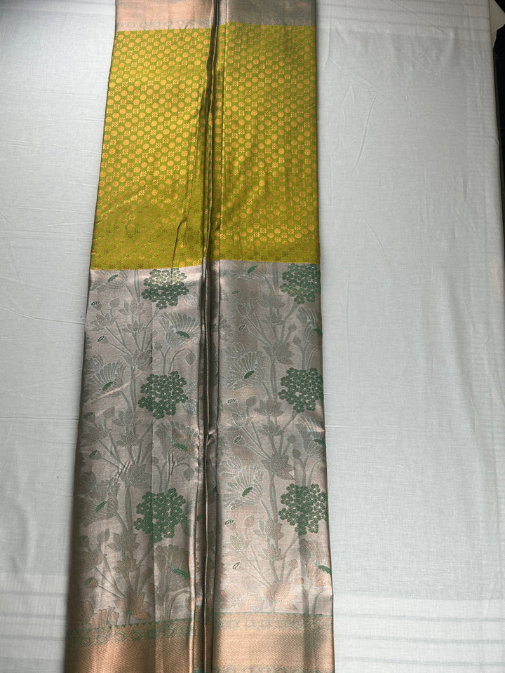 Rich Olive Green Kanjipuram Silk Saree