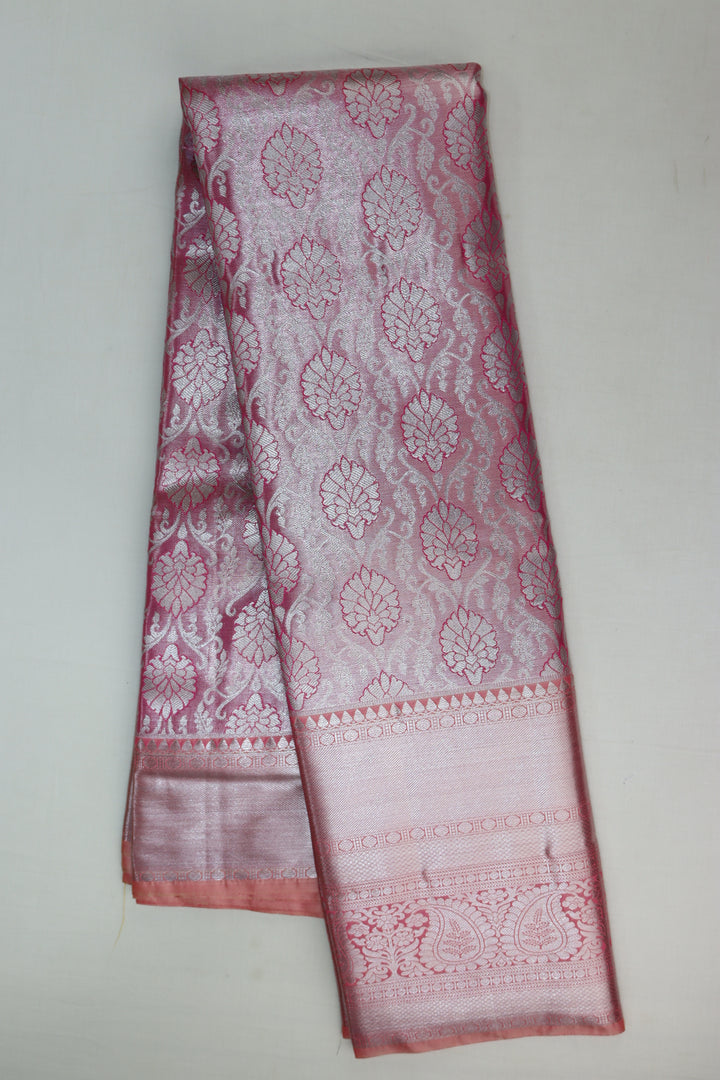 Opulent Baby Pink Tissue Kanjipuram Saree