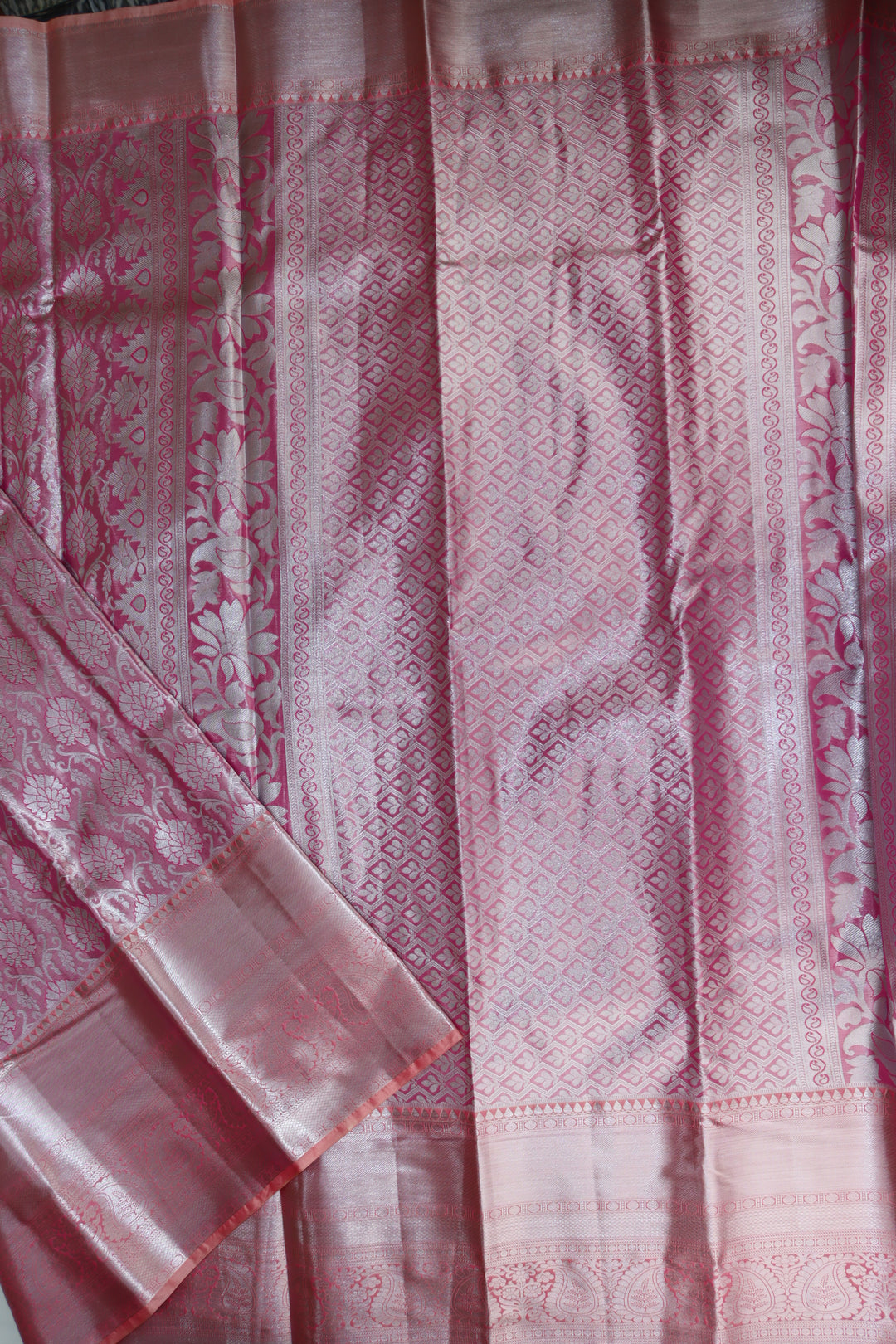 Opulent Baby Pink Tissue Kanjipuram Saree