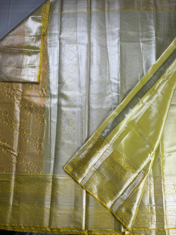 Classy Mustard Yellow Kanjipuram Silk Saree