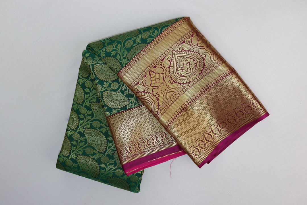 Graceful Dark Green Kanjipuram Saree