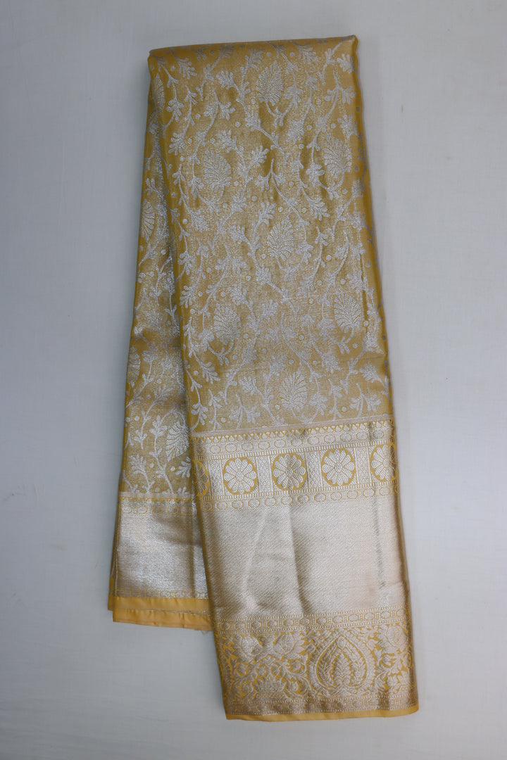 Classic Light Mustard yellow Kanjipuram Saree