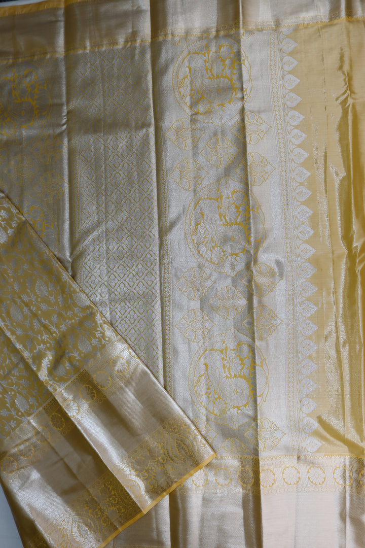 Classic Light Mustard yellow Kanjipuram Saree