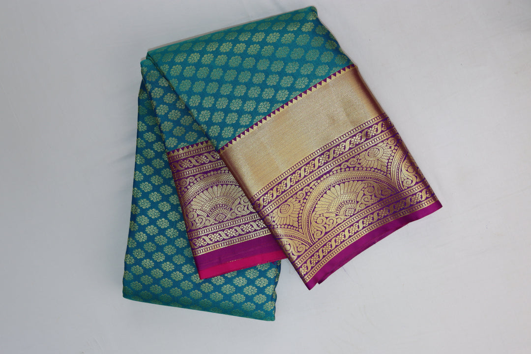 Elegant Sea Blue Kanjipuram Saree