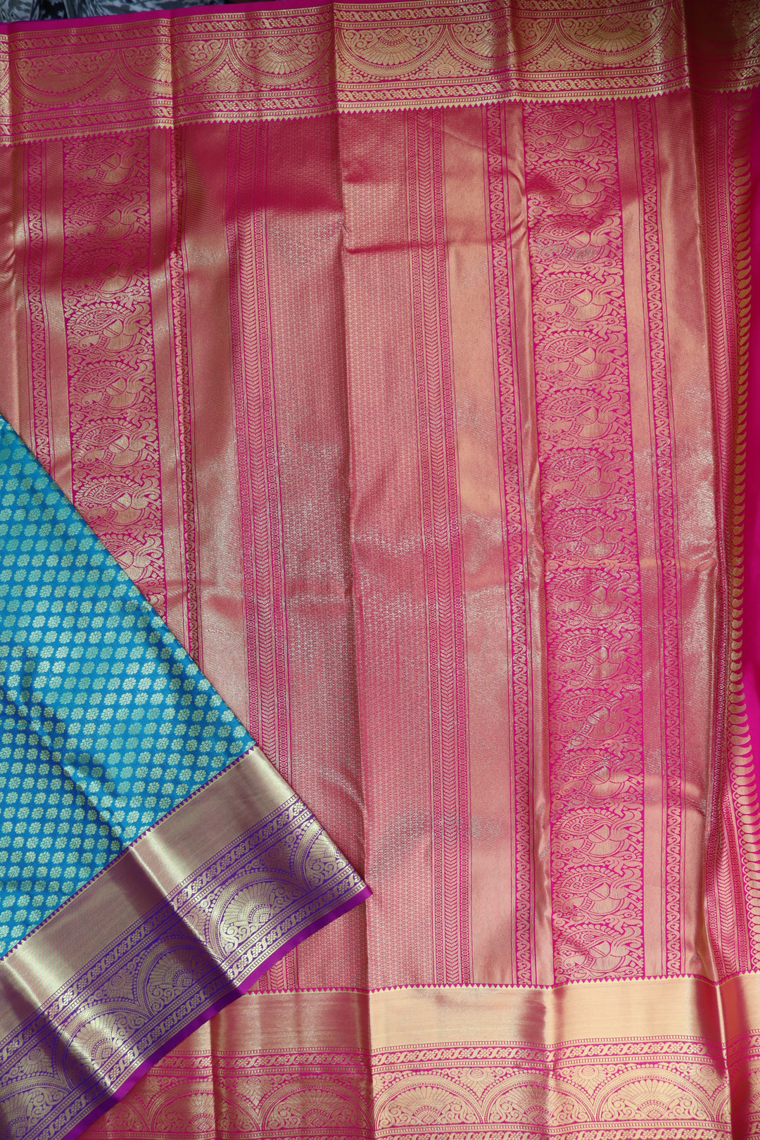 Elegant Sea Blue Kanjipuram Saree