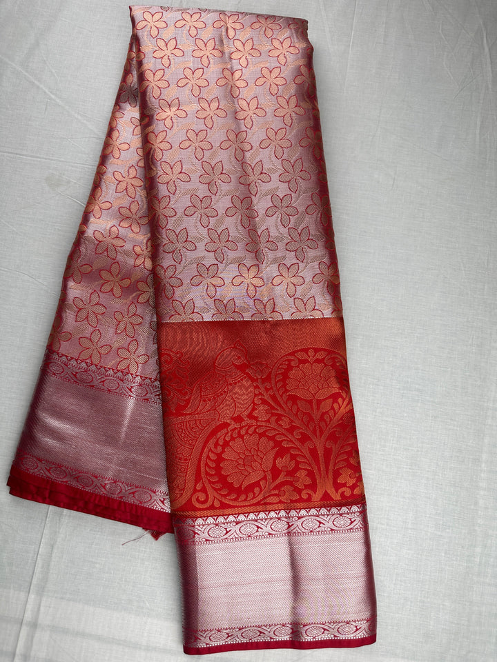 Graceful Baby Pink Kanjipuram Silk Saree