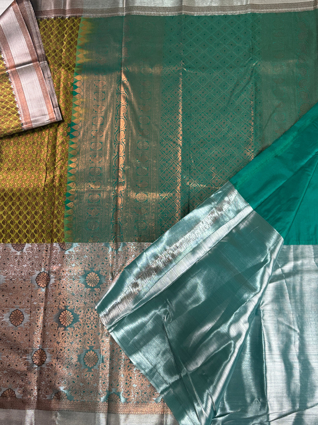 Classy Olive Green Kanjipuram Silk Saree