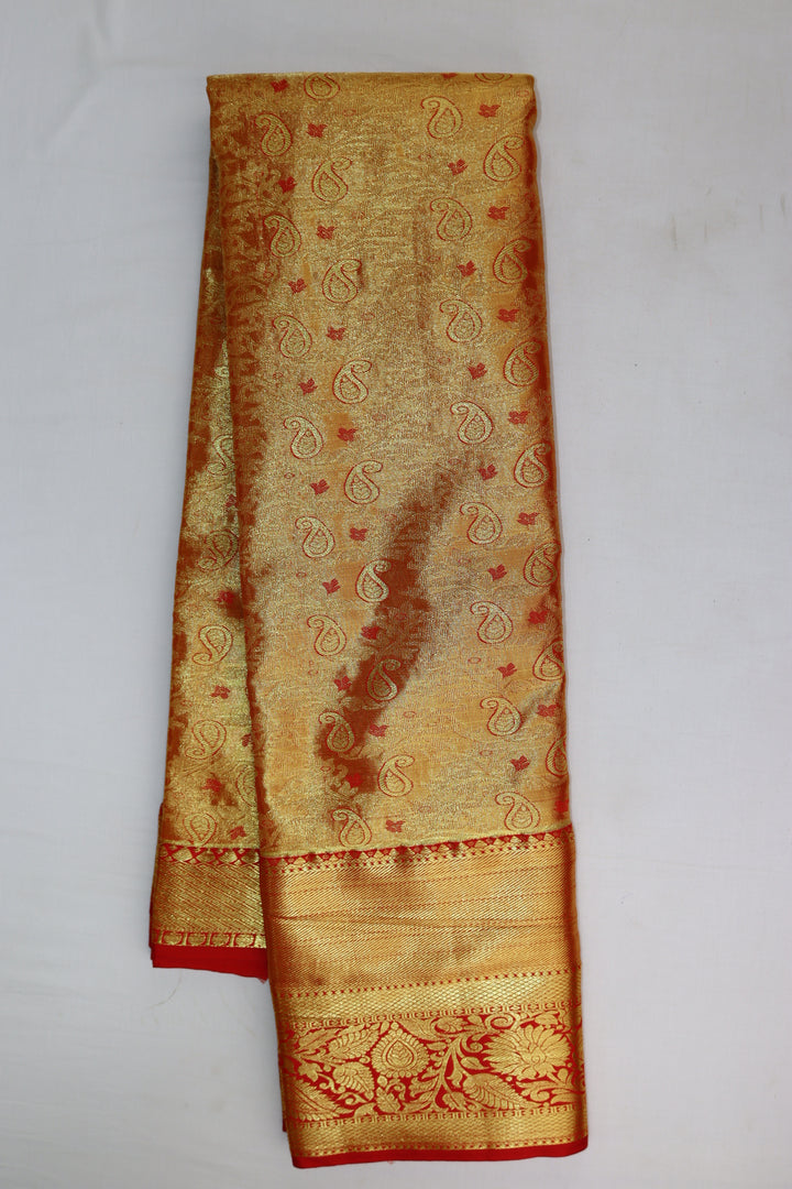 Regal Orange Tissue Kanjipuram Saree