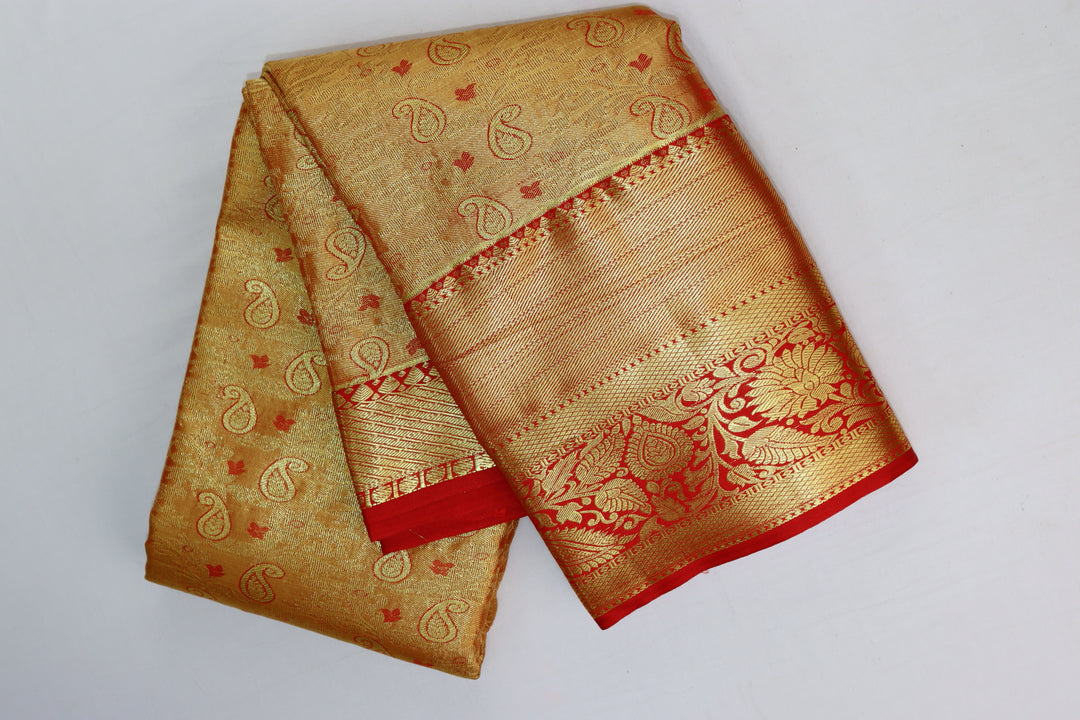 Regal Orange Tissue Kanjipuram Saree