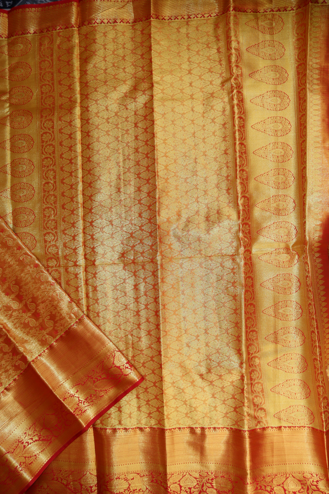 Regal Orange Tissue Kanjipuram Saree