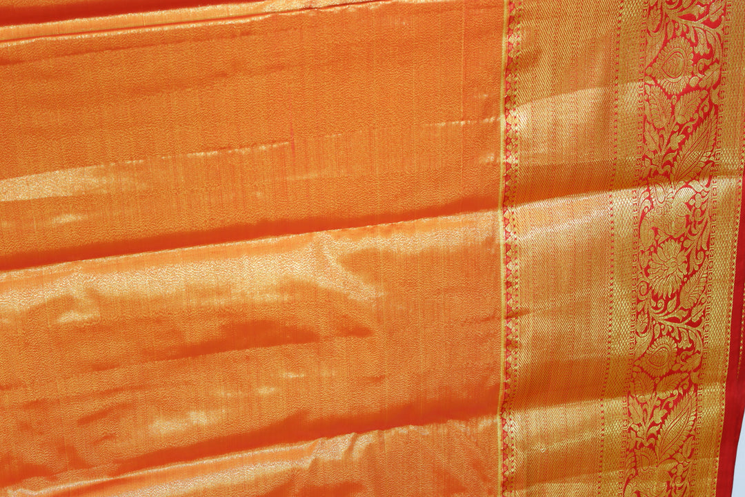 Regal Orange Tissue Kanjipuram Saree