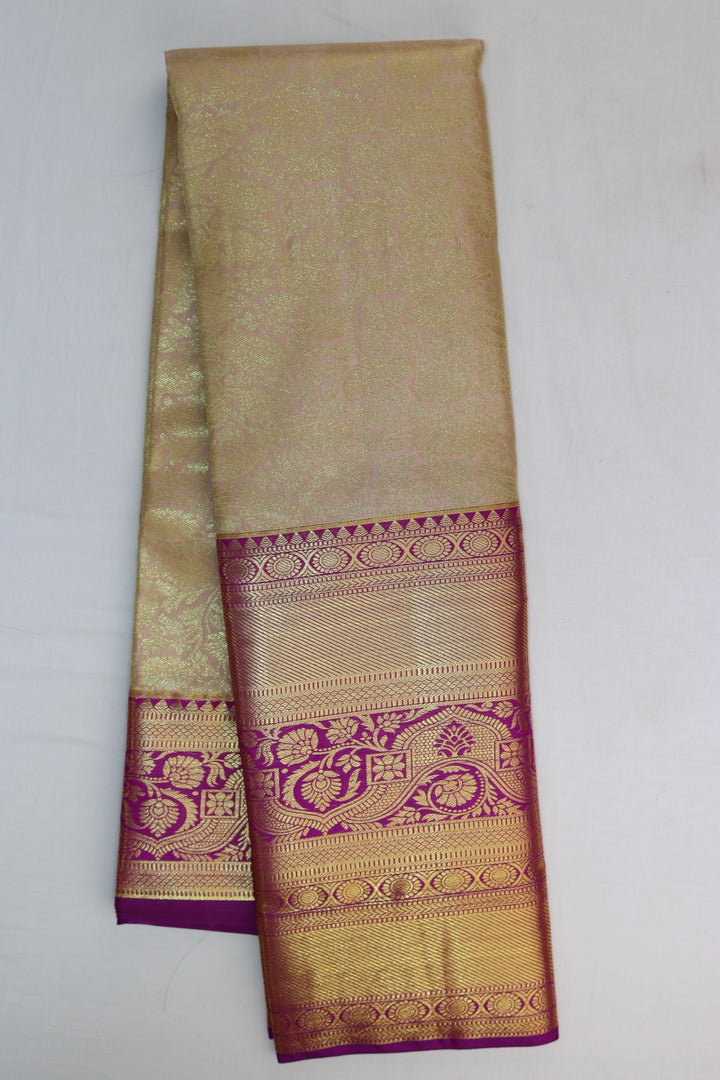 Trendy Light Peach Kanjipuram Saree