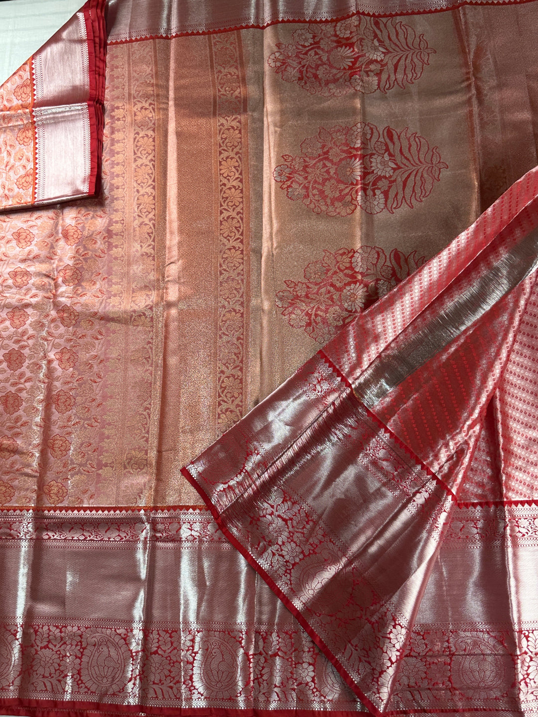 Classy Marron Red Kanjipuram Silk Saree