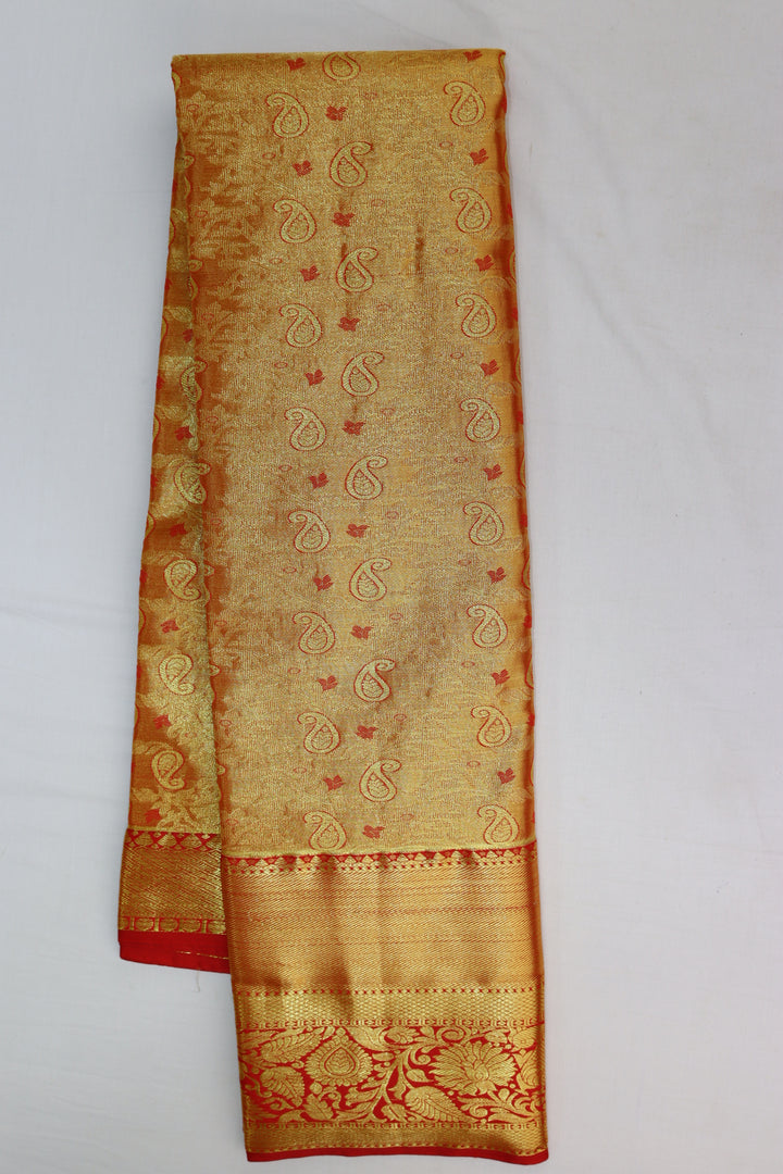 Rich Orange Tissue Kanjipuram Saree