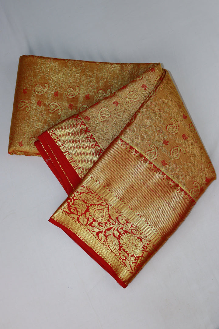 Rich Orange Tissue Kanjipuram Saree