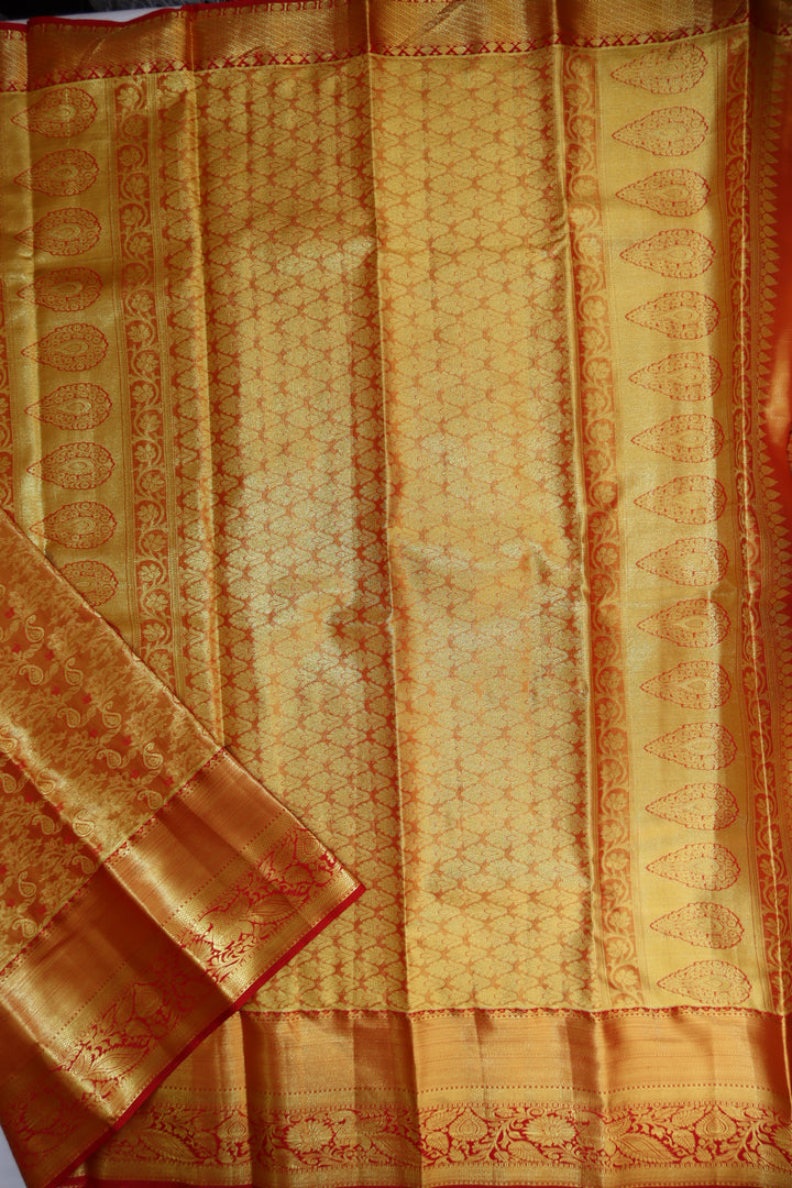 Rich Orange Tissue Kanjipuram Saree