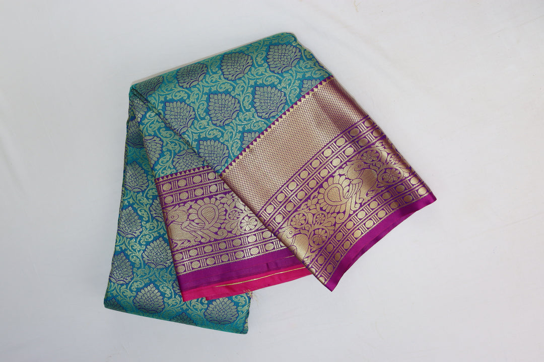 Regal Teal Green Kanjipuram Saree