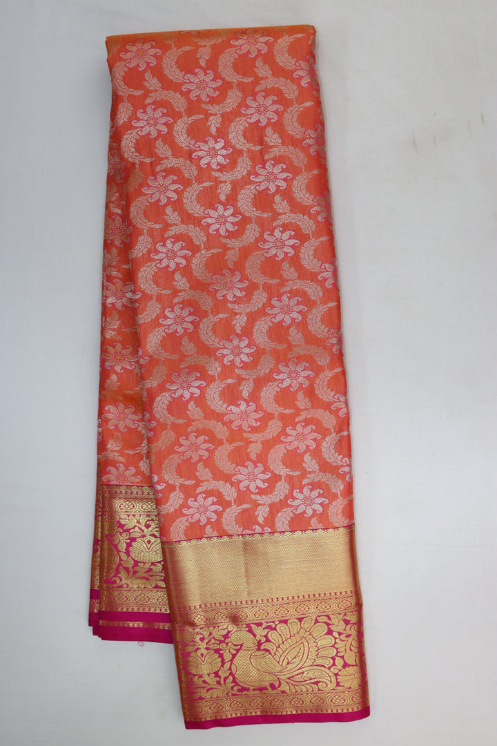 Luxurious Orange Kanjipuram Saree