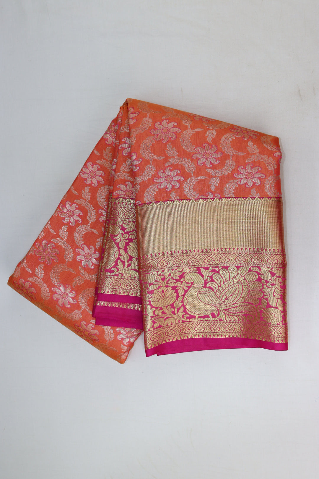 Luxurious Orange Kanjipuram Saree