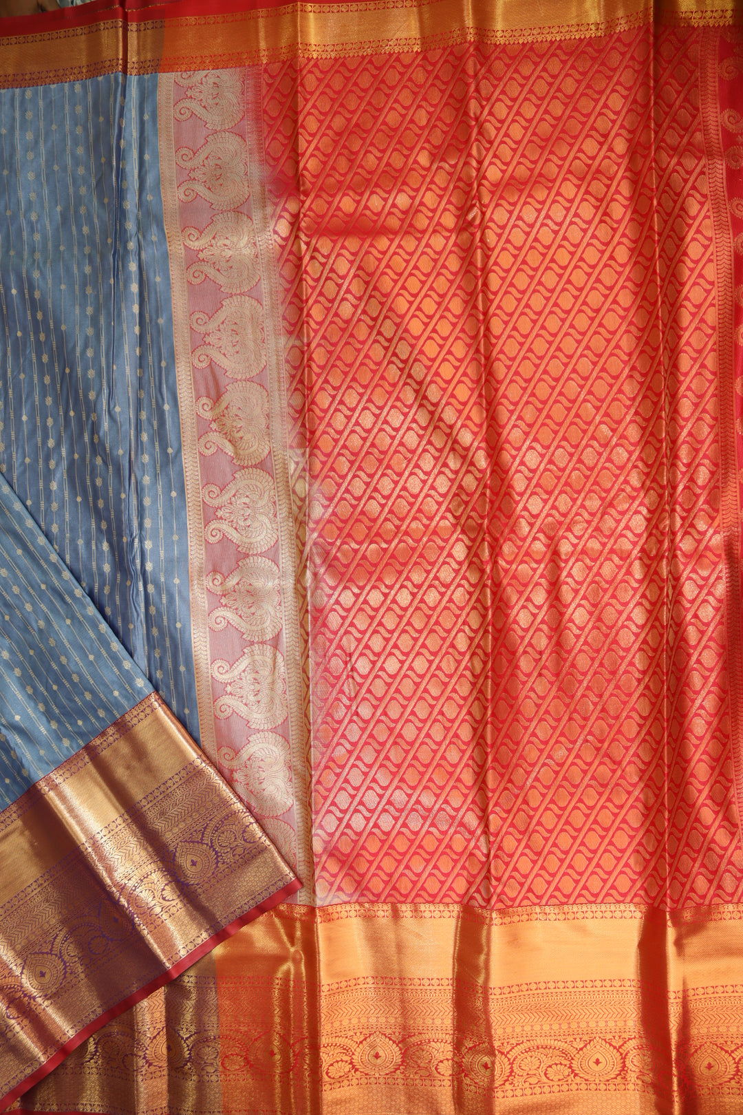 Luxurious Cement Kanjipuram Saree