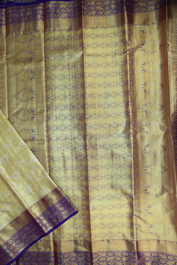 Elegant Lemon Yellow Kanjipuram Saree