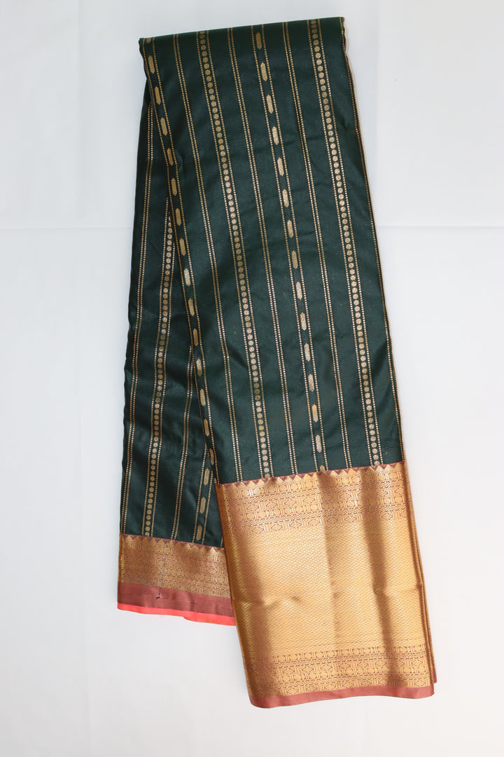 Amazing Dark Green Kanjipuram Saree